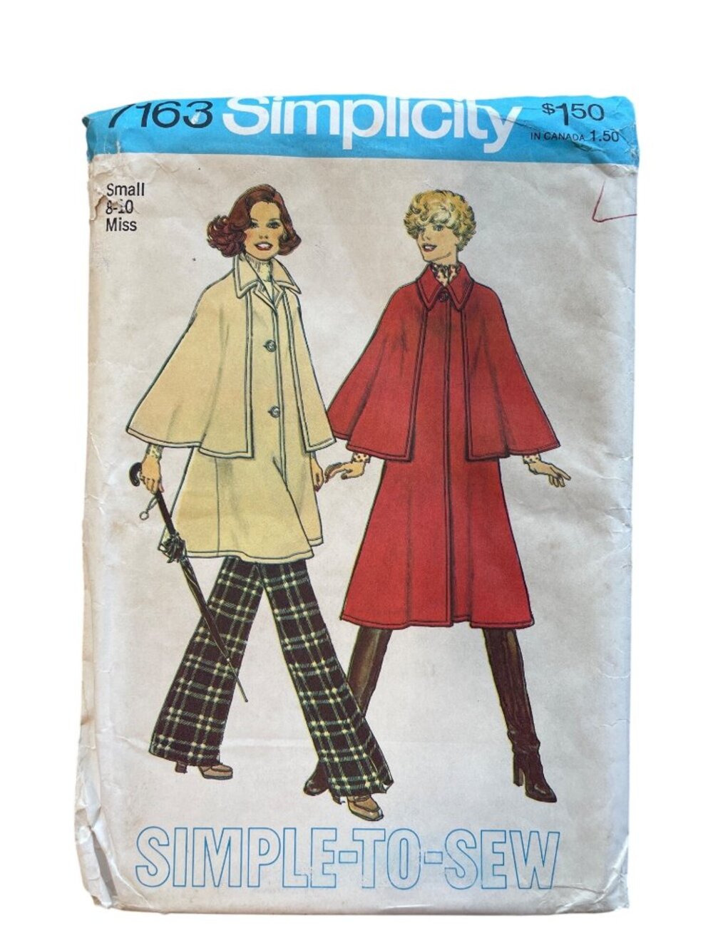 Vintage 70s Simplicity 7163 Sewing Pattern Small Unlined Coat In Two Lengths CUT